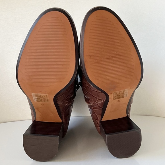 Madewell The Mira Side-Seam Ankle Boots Croc Embossed Boho Brown Leather Size 8 - Picture 10 of 15